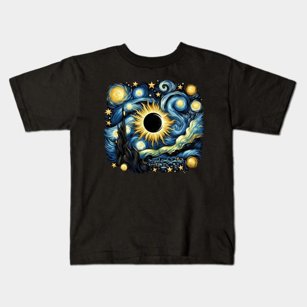 Eclipse Shirt 2024 Eclipse Tshirt Eclipse Shirt April 8 2024 Tee Eclipse 2024 Van Gogh Solar Eclipse Kids T-Shirt by HoosierDaddy